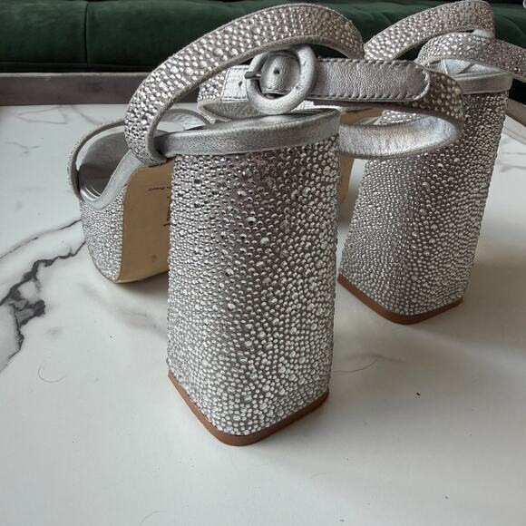 Larroude Dolly Crystal Sandal Platform Gray Suede Size 8 - Picture 6 of 9